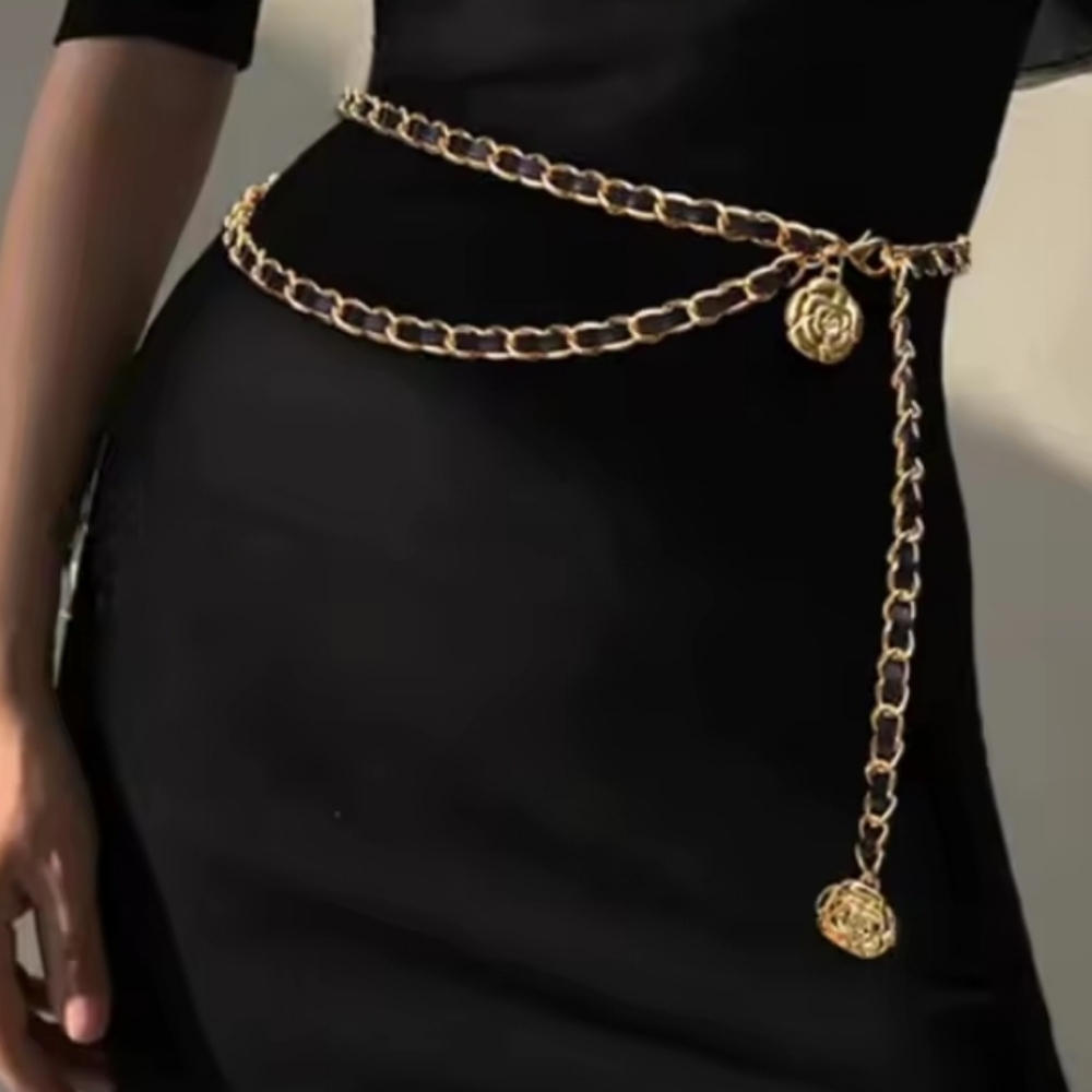 Anthropologie Gold Chain Link Waist Belt